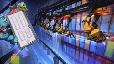 concept art for rollercoaster in Monstropolis (Monster's Inc land) in Disney World's Hollywood Studios park