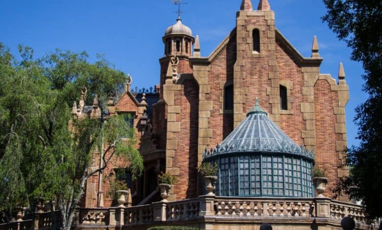 The Haunted Mansion exterior at Magic Kingdom Park during the day.