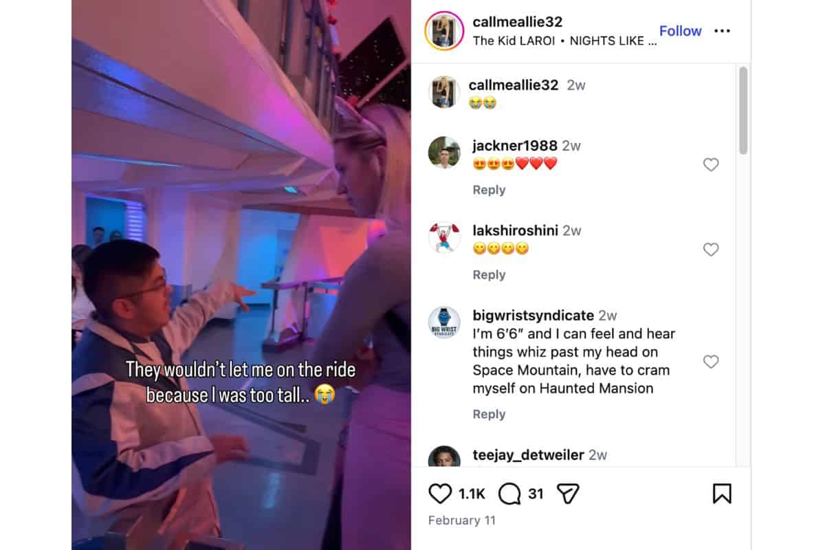 A Disney cast member talking with Allie inside Space Mountain