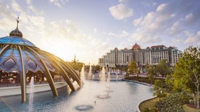 wide view of Celestial Park and carousel in Universal's Epic Universe theme park