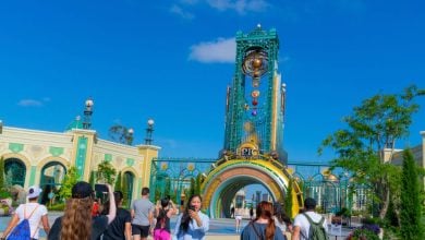 Universal guests approach the entrance to Epic Universe
