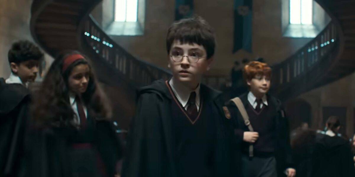 Hermione, Harry, and Ron at Hogwarts in the new HBO series