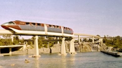 The Disneyland Monorail in the early days of the park.