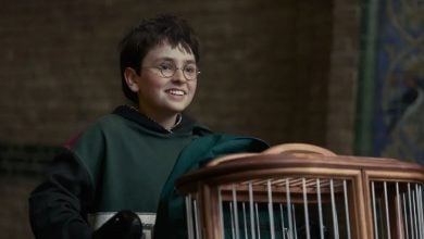 Harry Potter pushes his trolley through King's Cross