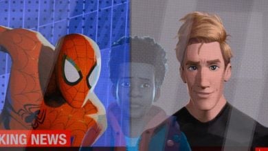 Miles Morales watching death of Peter Parker on news in 'Into the Spider-Verse'