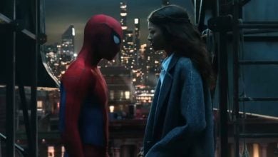 Spider-Man (Tom Holland) and MJ (Zendaya) on rooftop in 'Spider-Man: Brand New Day'