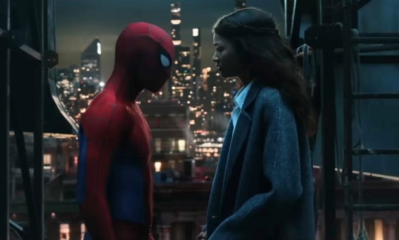 Spider-Man (Tom Holland) and MJ (Zendaya) on rooftop in 'Spider-Man: Brand New Day'