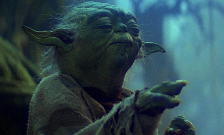 Yoda using the force in 'Star Wars' film