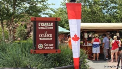 The Canada World showcase pavilion at EPCOT decorated for canada day