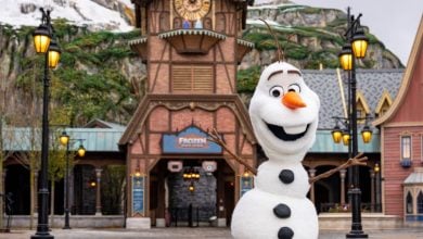 Elsa Audio-Animatronic performing inside the Frozen Ever After boat ride at Disneyland Paris.