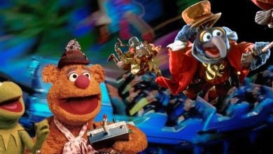 The Muppets taking over the Rock 'n' Roller Coaster