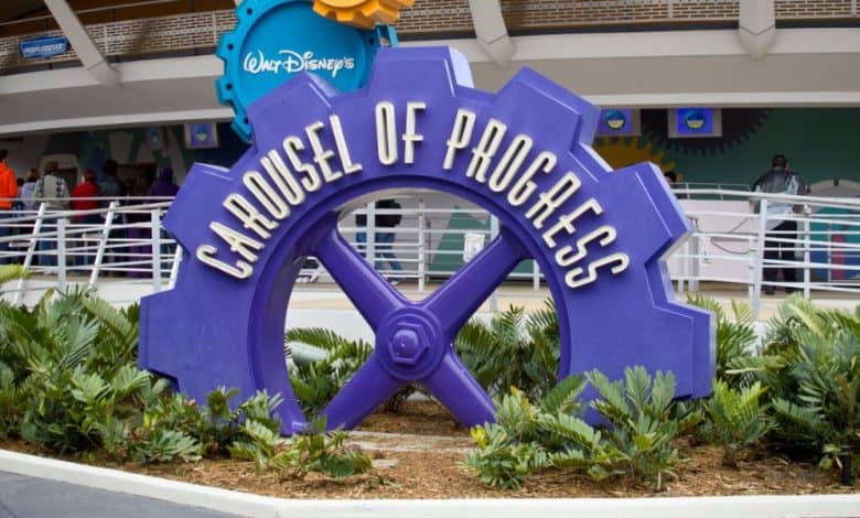 ride sign for magic kingdom's carousel of progress in tomorrowland area