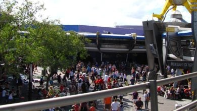 Guests as seen from the Tomorrowland Transit Authority PeopleMover at Magic Kingdom Park
