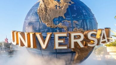 close up of universal orlando's spinning globe. Universal Orlando guest saves woman choking