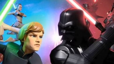 Luke facing off against Darth Vader in 'Monopoly: Star Wars Heroes vs. Villains'