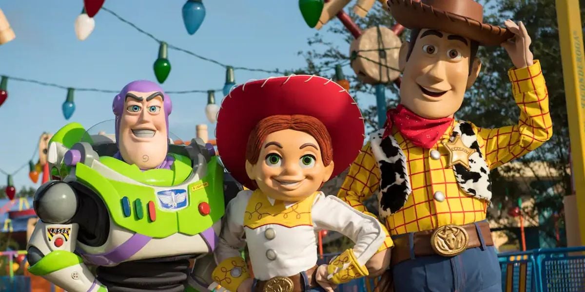 Buzz Lightyear, Jessie, and Woody characters in Toy Story Land