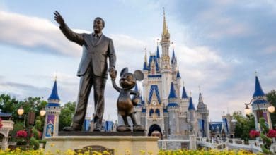 Cinderella castle and partners statue in disney world's magic kingdom