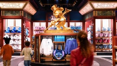 Guests in a Disney gift shop at Disneyland Paris