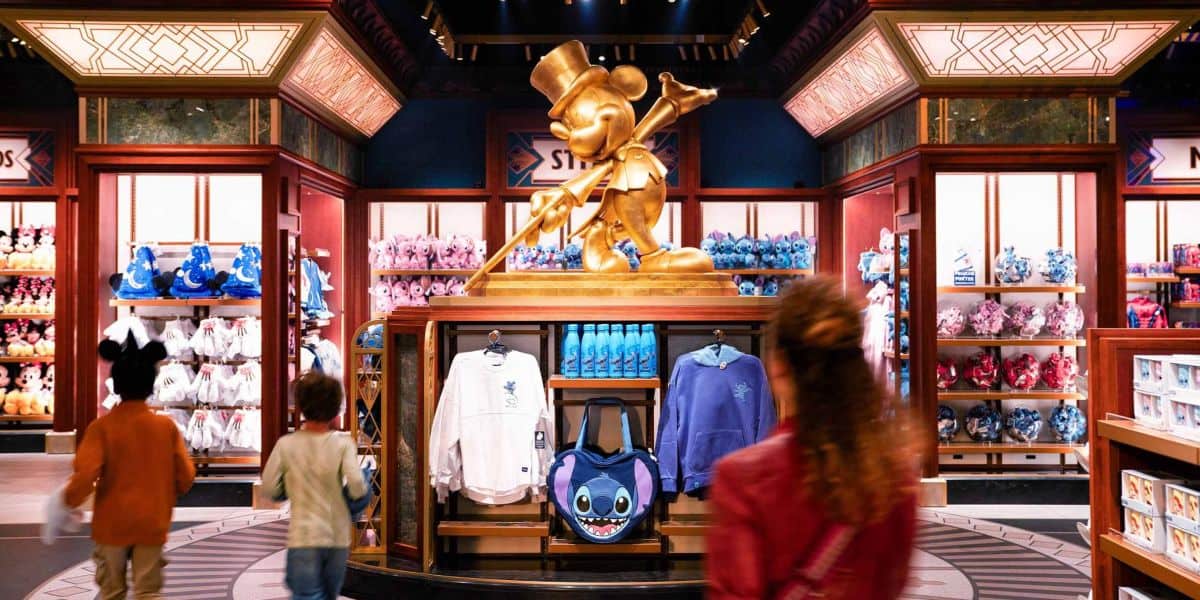 Guests in a Disney gift shop at Disneyland Paris