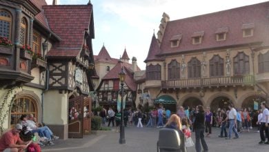 Guests explore the Germany World Showcase Pavilion at EPCOT