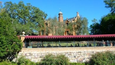 The Haunted Mansion at Magic Kingdom as seen from the Liberty Square Riverboat