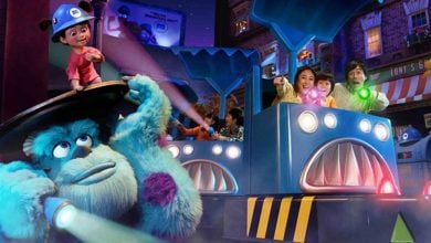 Guests ride the 'Monsters, Inc.' ride at Disney California Adventure Park