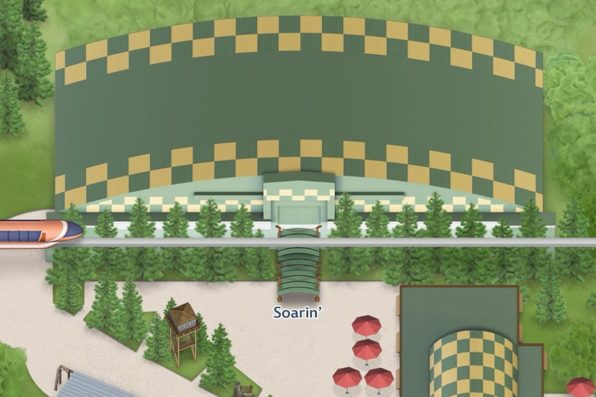 Soarin' on the Disneyland Resort app map, with no wait time