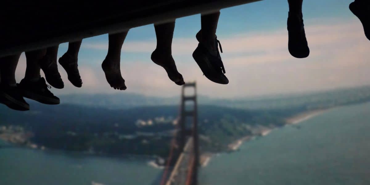 Feet dangling on Soarin' Around the World at EPCOT