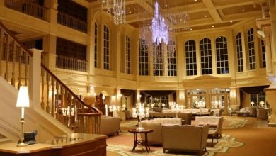 The lobby at the Disneyland Hotel in Paris.