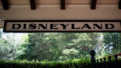 A Disneyland sign at the Main Street USA train station