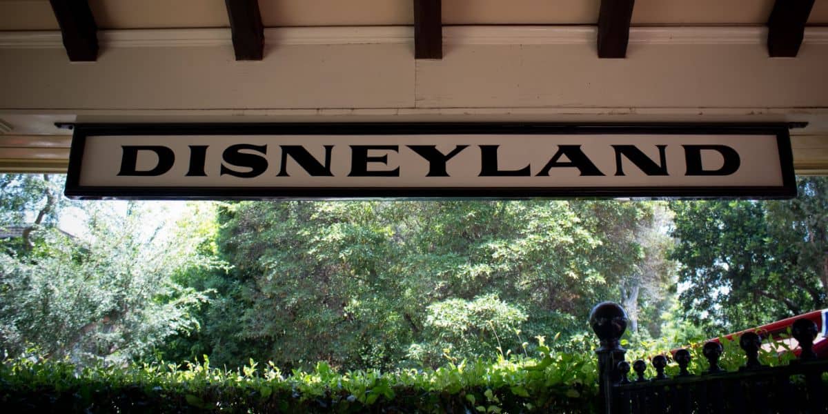 A Disneyland sign at the Main Street USA train station