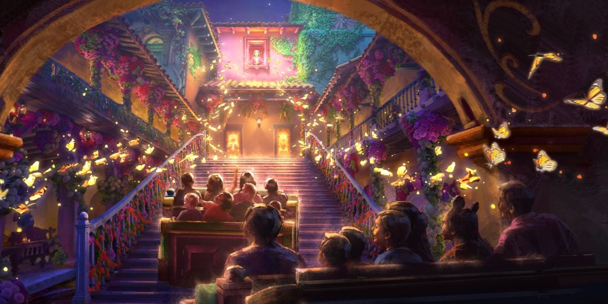 Concept art for the new Encanto ride at Disney's Animal Kingdom