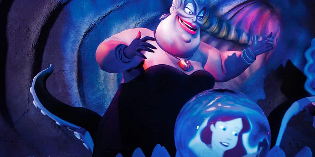 ursula animatronic on little mermaid ride in disney theme park