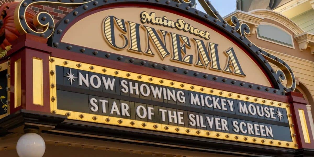 Main Street Cinema marquee at Disneyland