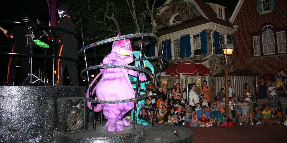 Pain and Panic on their float at Mickey's Not-So-Scary Halloween Party at Disney World