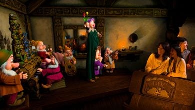Guests ride Snow White's Adventures at Tokyo Disneyland