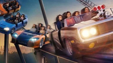 Fast & Furious: Hollywood Drift roller coaster construction at Universal Studios Florida in Orlando.