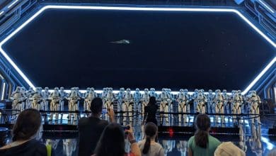 Guests in the Stormtrooper pre-show area for Star Wars: Rise of the Resistance at Disney's Hollywood Studios