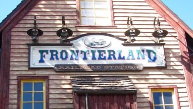 Frontierland Railroad Station sign at Magic Kingdom