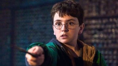 Dominic McLaughlin as Harry Potter using his wand