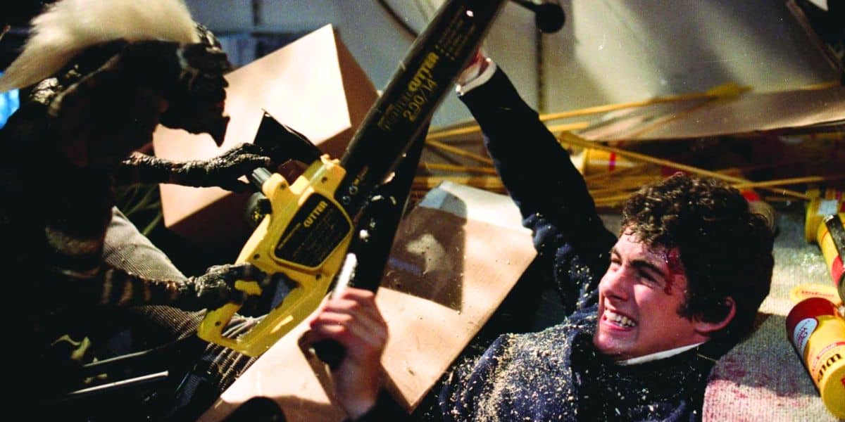Spike and Billy fighting in shop in 'Gremlins' (1984) movie