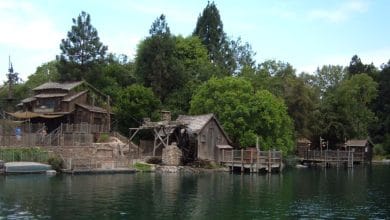 A look at Tom Sawyer Island at Disneyland across from the Rivers of America