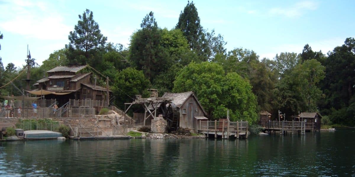 A look at Tom Sawyer Island at Disneyland across from the Rivers of America