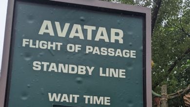Standby wait time sign for Avatar Flight of Passage at Disney’s Animal Kingdom.