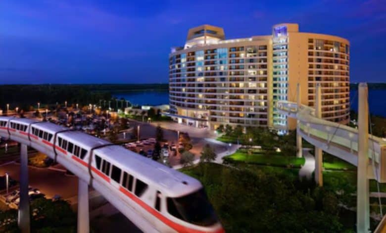 monorail passes Contemporary Resort in Disney World