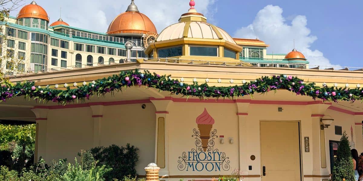 Frosty Moon decorated for the holidays at Disney’s BoardWalk.
