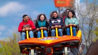 Riders on Candymonium at Hersheypark.