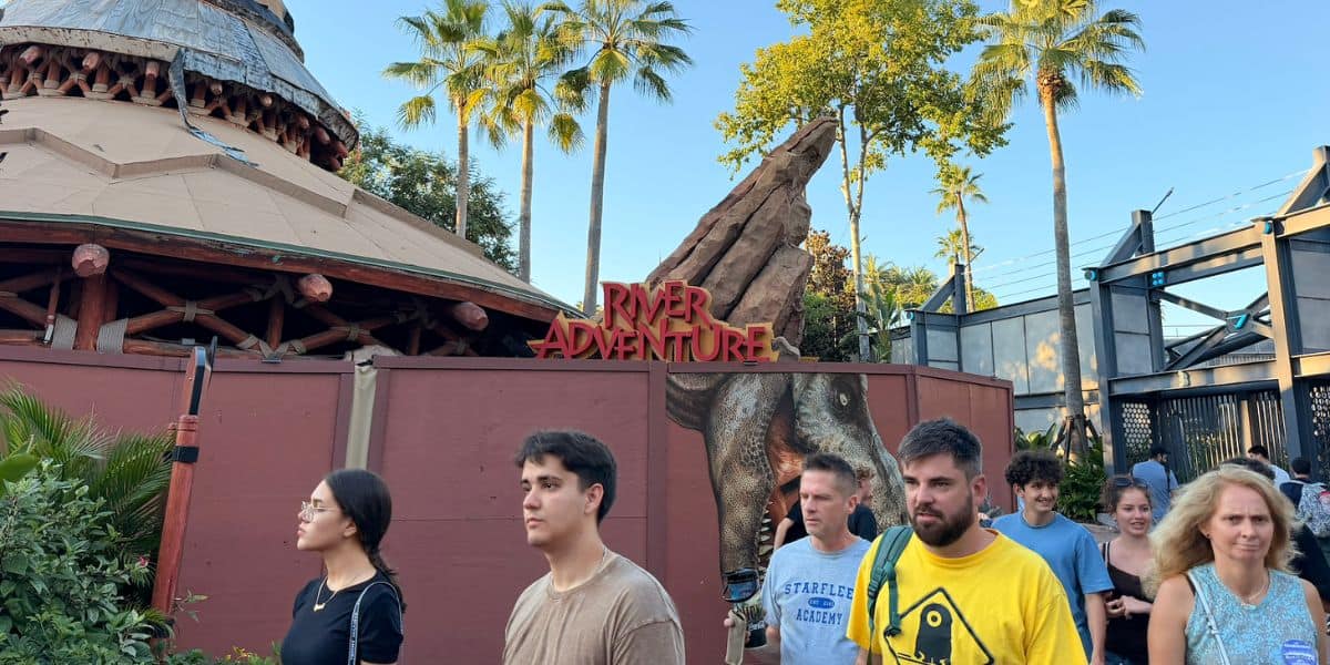 Jurassic Park River Adventure surrounded by construction walls at islands of adventure