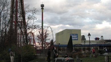 Kings Island grounds decorated for Halloween Haunt.