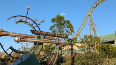 Stardust Racers entrance and track at Universal Epic Universe.